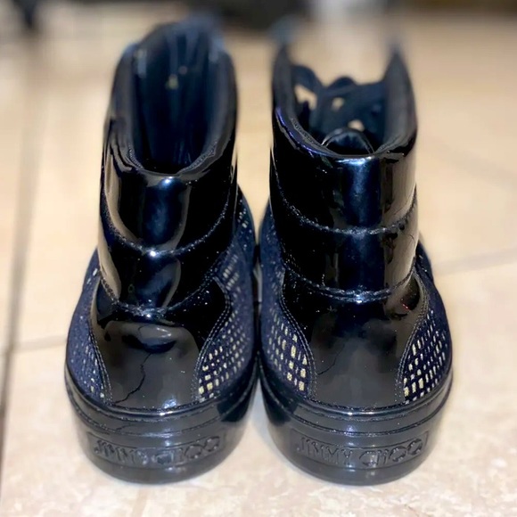 Jimmy Choo Men's Belgravia Black/Gold Net Flocked Glitter Sneakers N3765 Size 13 - Picture 5 of 9